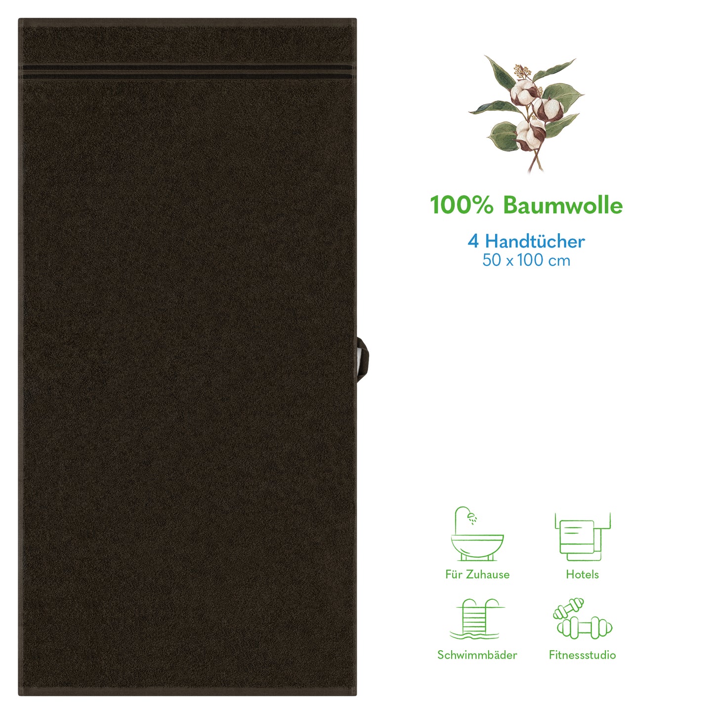 Hammetex Premium Handtücher 4er Set – 100% Baumwolle & Weich (50x100cm)