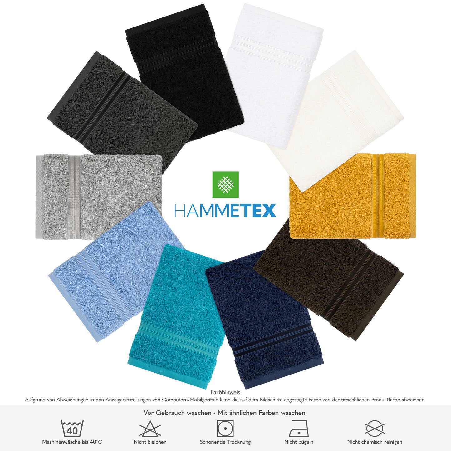 Hammetex Premium Handtücher 4er Set – 100% Baumwolle & Weich (50x100cm)