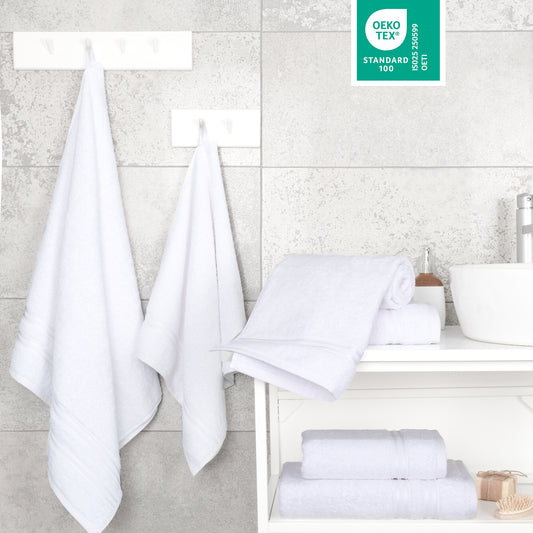 Hammetex 6 teiliges Handtuch Set, 100% Baumwolle Weich Saugstark Qualität Handtücher Set, 2 Badetücher 70x140 cm, 4 Handtücher 50x100 cm - Weiß -2