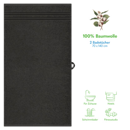 Hammetex Premium Badetücher 2er Set – 100% Baumwolle & Schnelltrocknend (70x140cm)