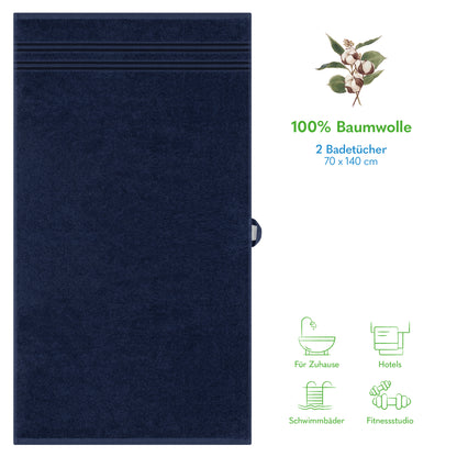 Hammetex Premium Badetücher 2er Set – 100% Baumwolle & Schnelltrocknend (70x140cm)