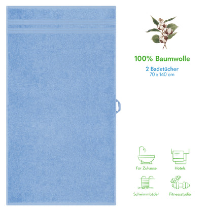 Hammetex Premium Badetücher 2er Set – 100% Baumwolle & Schnelltrocknend (70x140cm)