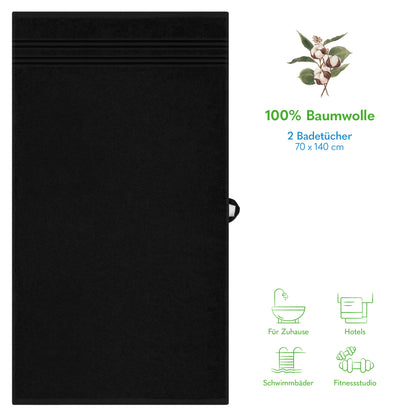Hammetex Premium Badetücher 2er Set – 100% Baumwolle & Schnelltrocknend (70x140cm)