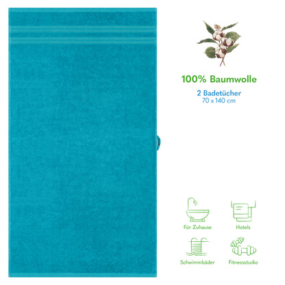 Hammetex Premium Badetücher 2er Set – 100% Baumwolle & Schnelltrocknend (70x140cm)