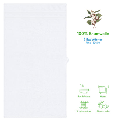 Hammetex Premium Badetücher 2er Set – 100% Baumwolle & Schnelltrocknend (70x140cm)