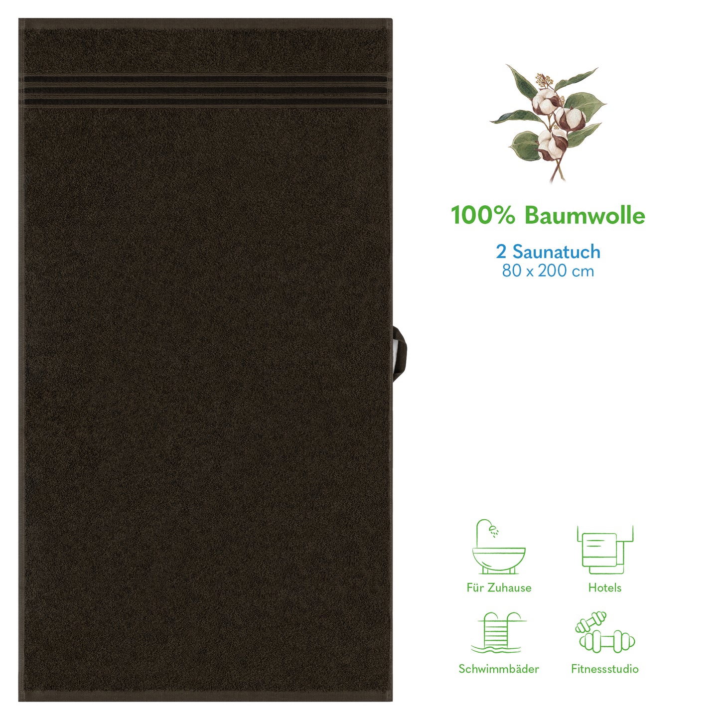 Hammetex Spa Badetücher 2er Set – Extra Groß (80x200cm) – 100% Baumwolle 500 GSM