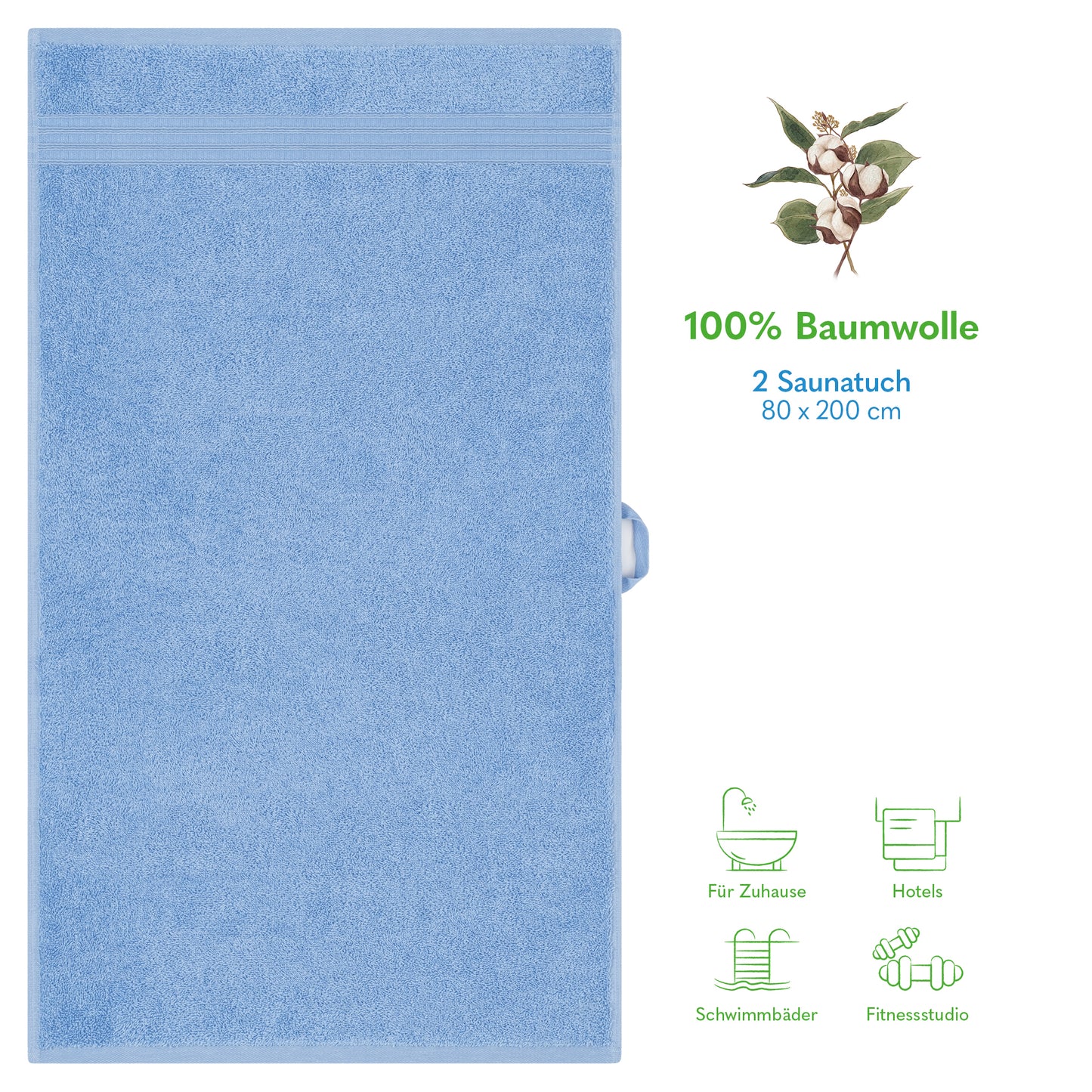 Hammetex Spa Badetücher 2er Set – Extra Groß (80x200cm) – 100% Baumwolle 500 GSM