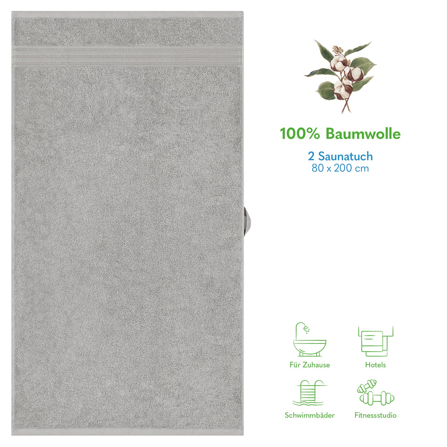 Hammetex Spa Badetücher 2er Set – Extra Groß (80x200cm) – 100% Baumwolle 500 GSM