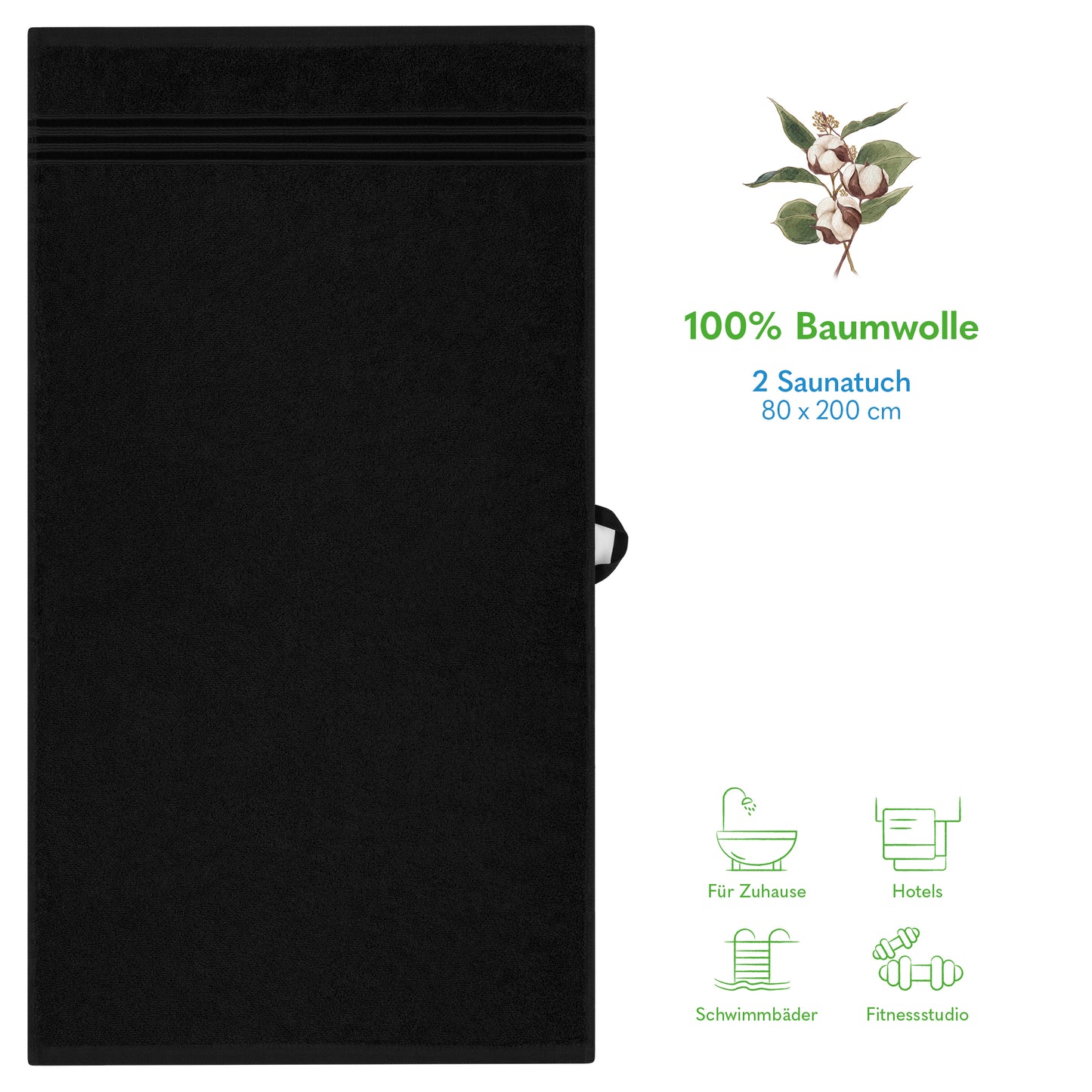 Hammetex Spa Badetücher 2er Set – Extra Groß (80x200cm) – 100% Baumwolle 500 GSM