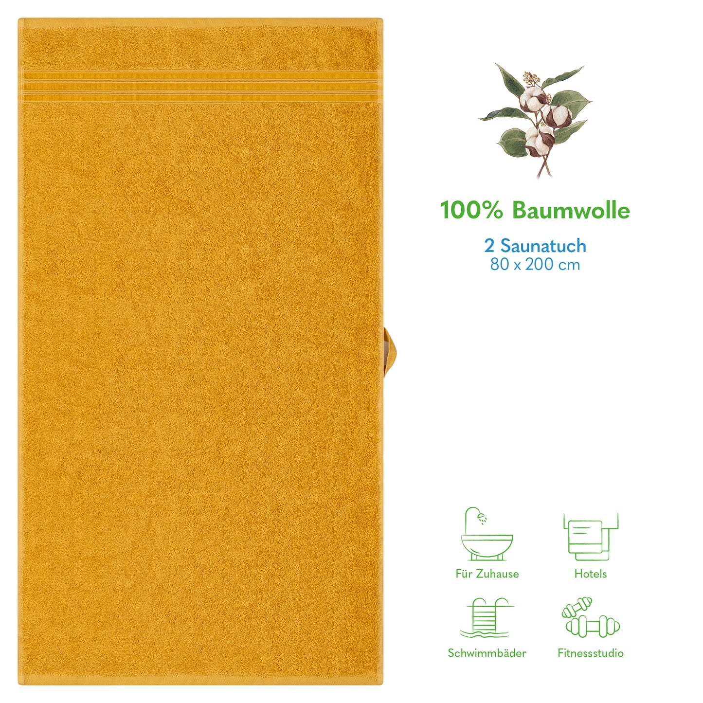 Hammetex Spa Badetücher 2er Set – Extra Groß (80x200cm) – 100% Baumwolle 500 GSM