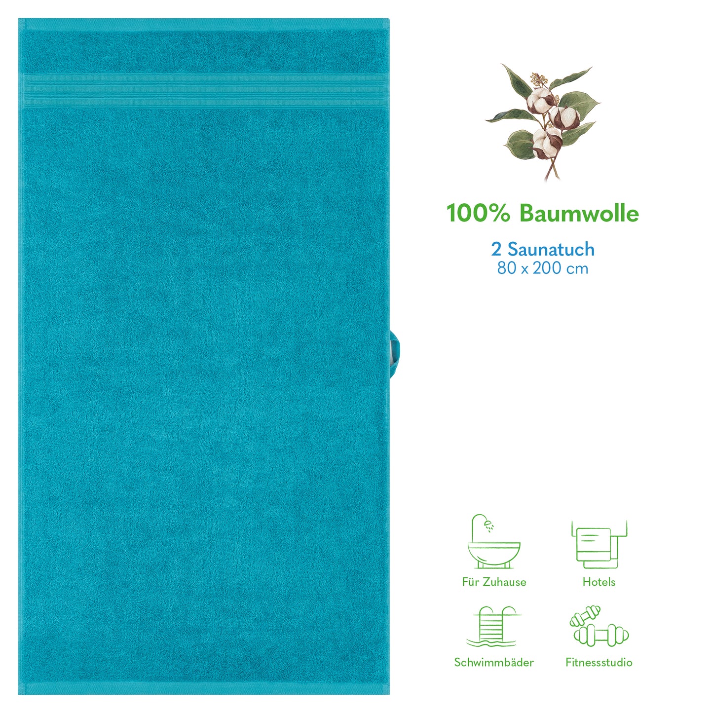 Hammetex Spa Badetücher 2er Set – Extra Groß (80x200cm) – 100% Baumwolle 500 GSM
