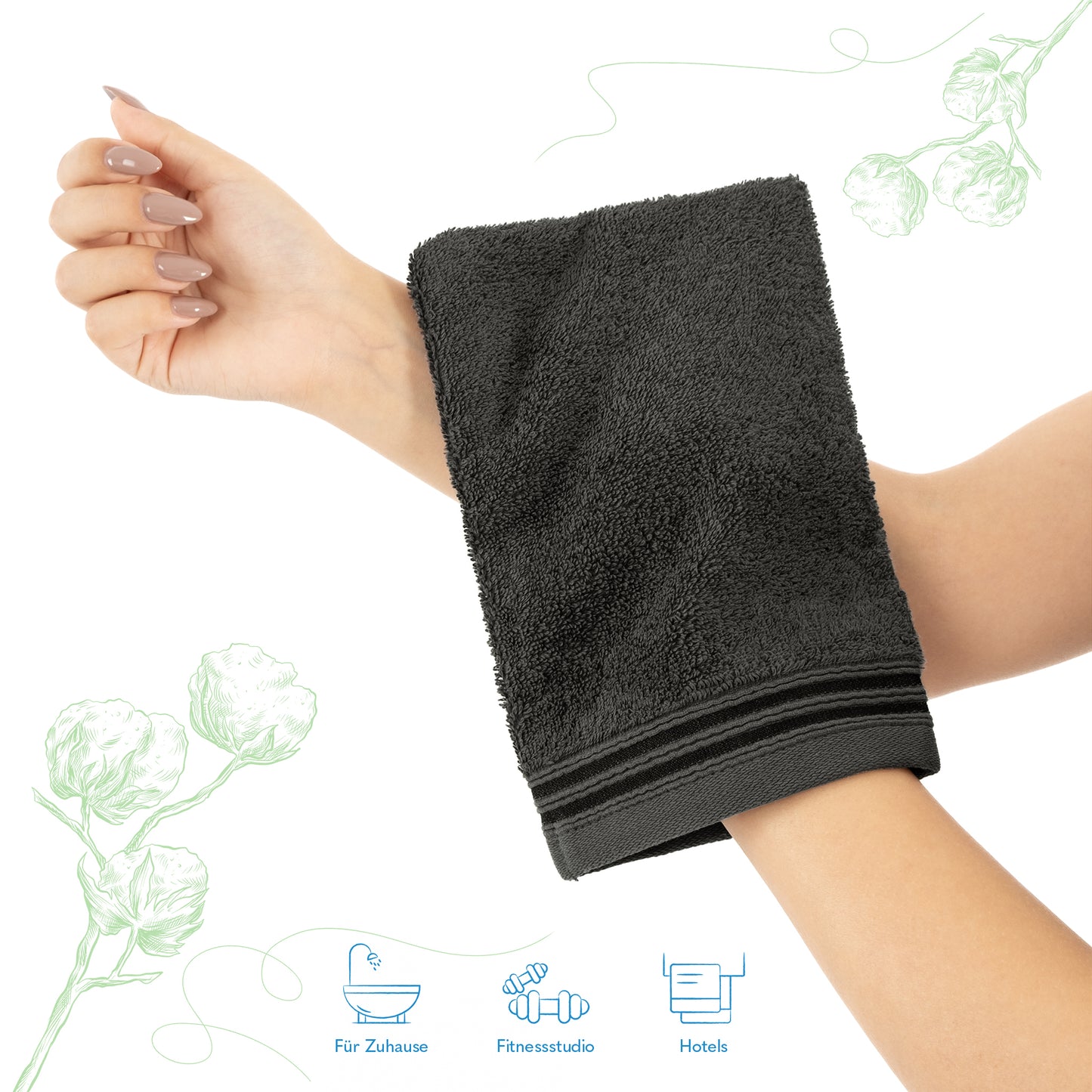Hammetex Waschhandschuh 2er Set – 100% Baumwolle & Superweich (15x22cm)