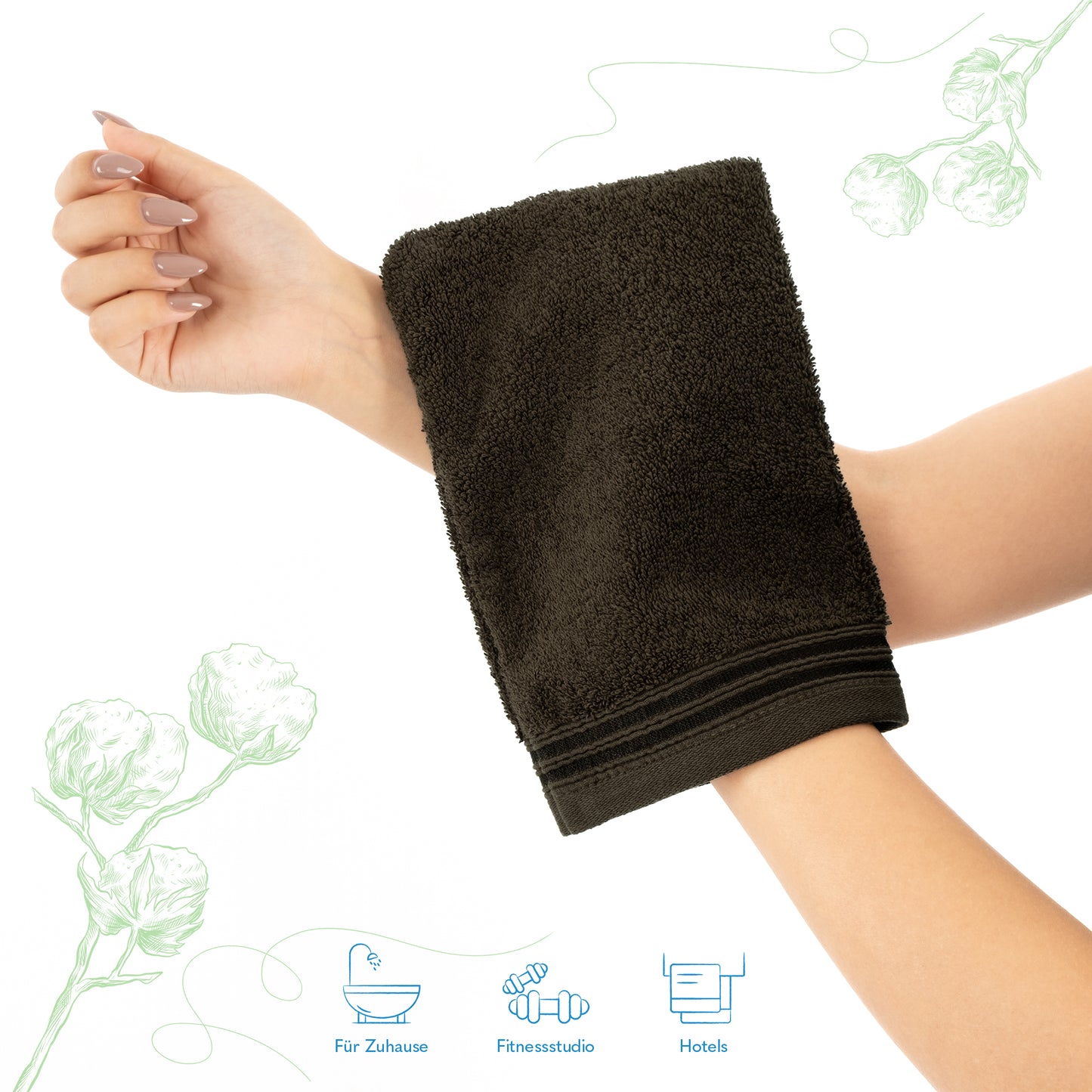 Hammetex Waschhandschuh 2er Set – 100% Baumwolle & Superweich (15x22cm)