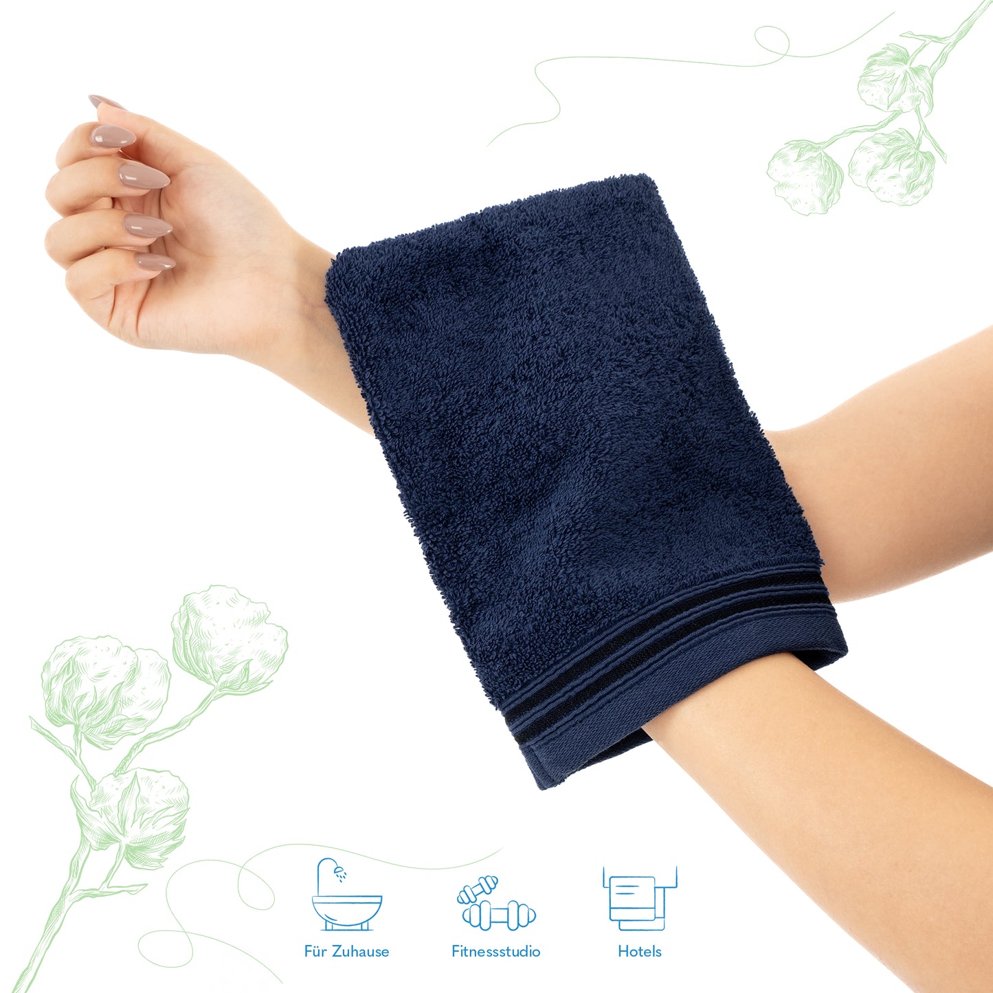 Hammetex Waschhandschuh 2er Set – 100% Baumwolle & Superweich (15x22cm)