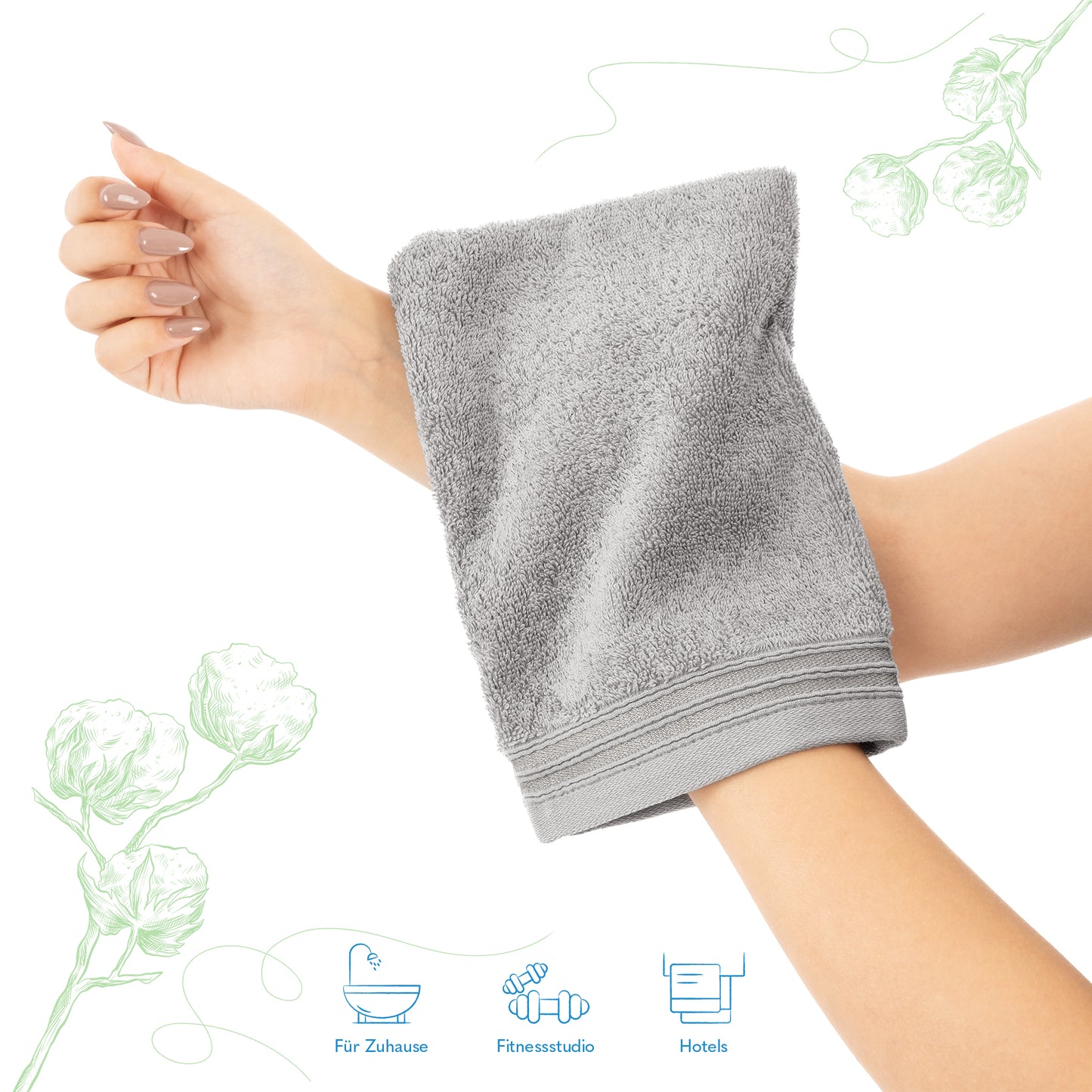 Hammetex Waschhandschuh 2er Set – 100% Baumwolle & Superweich (15x22cm)