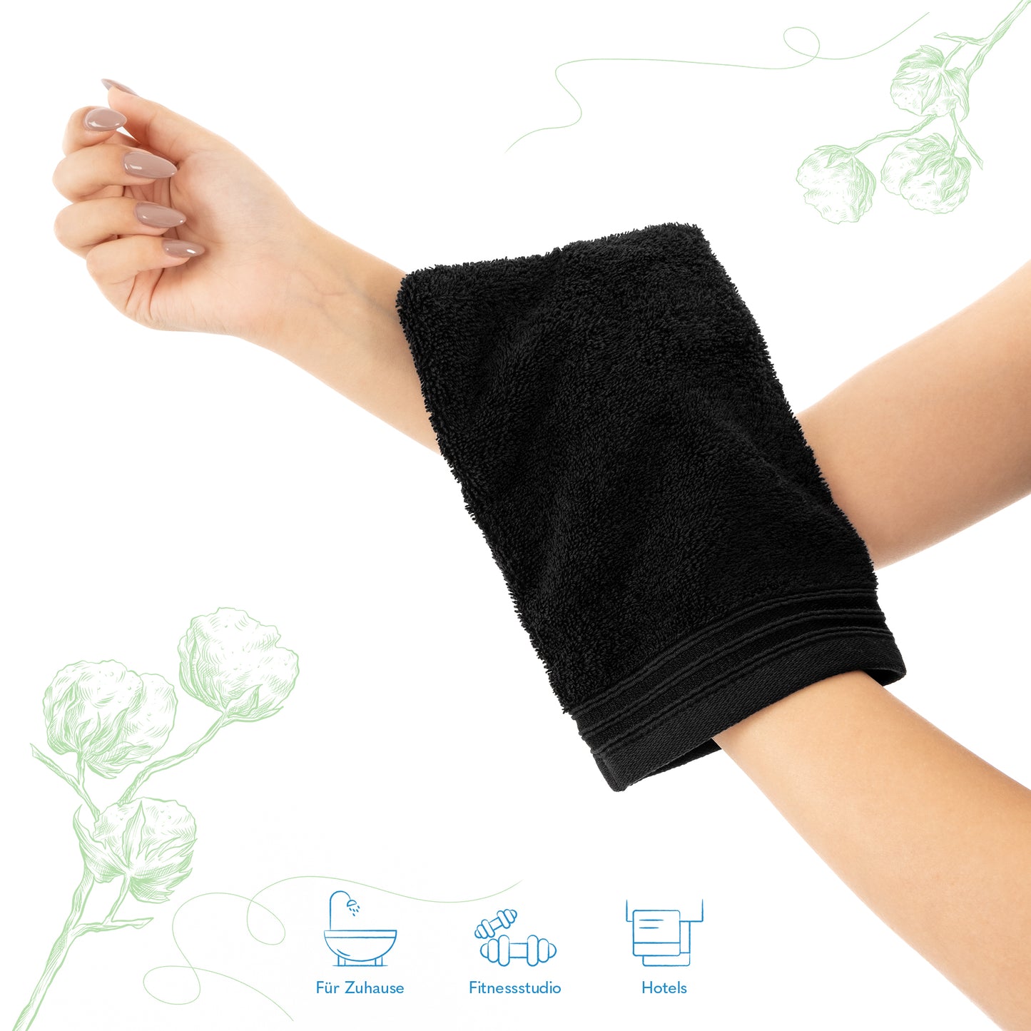 Hammetex Waschhandschuh 2er Set – 100% Baumwolle & Superweich (15x22cm)
