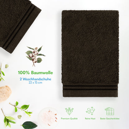 Hammetex Waschhandschuh 2er Set – 100% Baumwolle & Superweich (15x22cm)