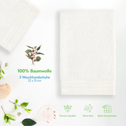Hammetex Waschhandschuh 2er Set – 100% Baumwolle & Superweich (15x22cm)