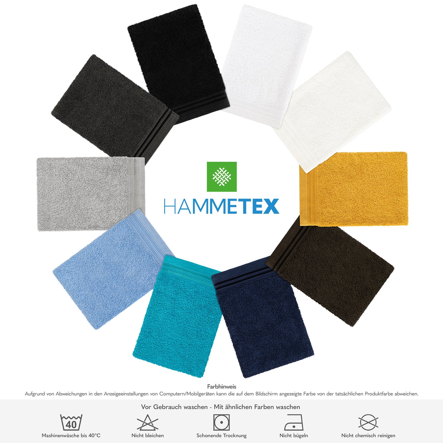 Hammetex Waschhandschuh 2er Set – 100% Baumwolle & Superweich (15x22cm)