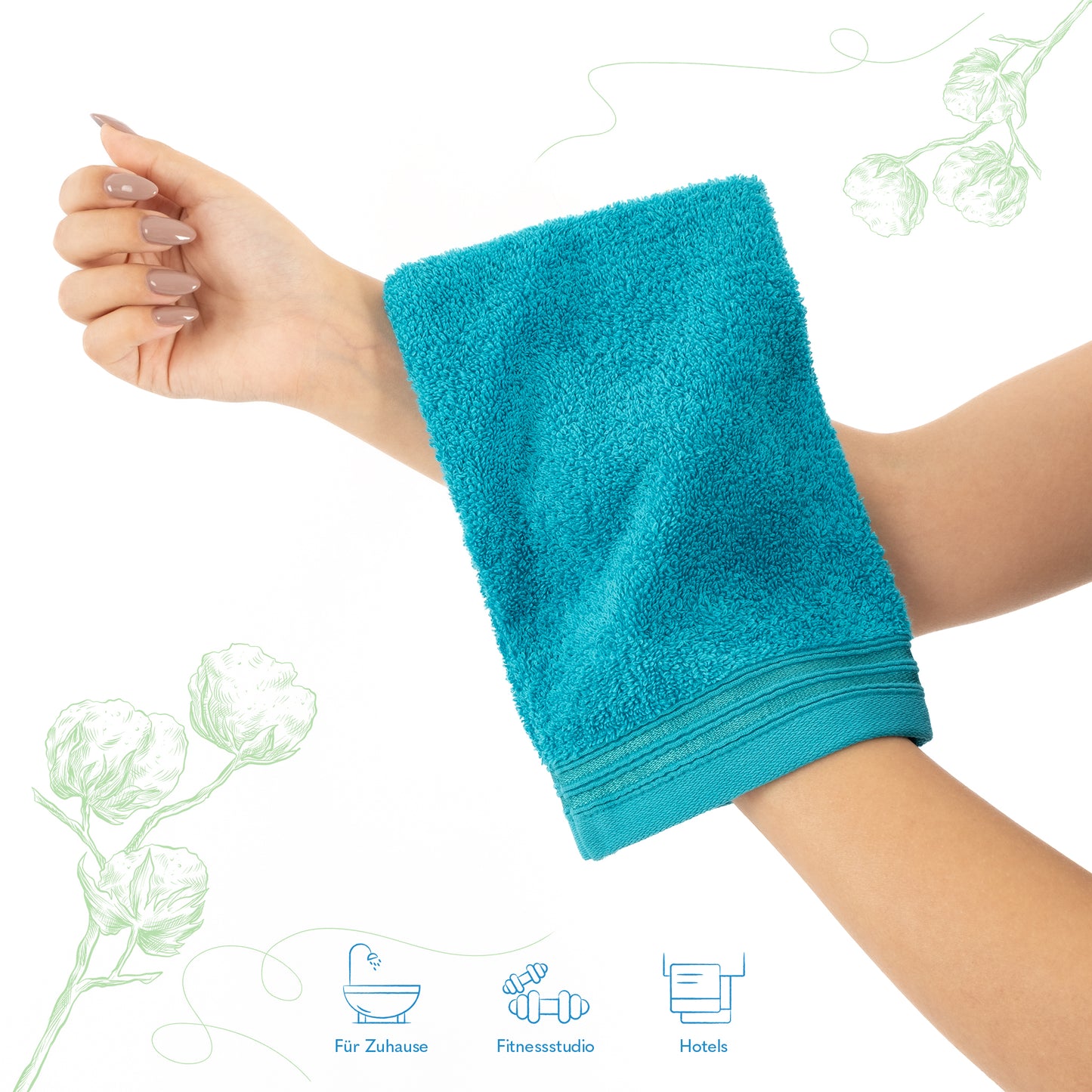 Hammetex Waschhandschuh 2er Set – 100% Baumwolle & Superweich (15x22cm)