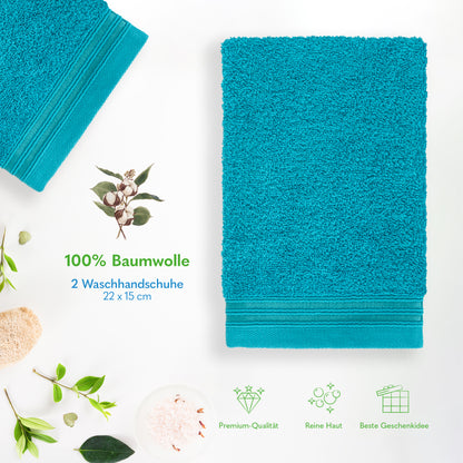 Hammetex Waschhandschuh 2er Set – 100% Baumwolle & Superweich (15x22cm)
