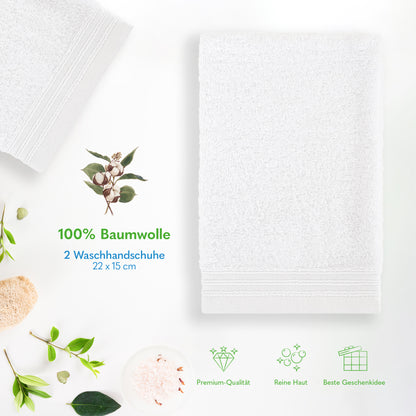 Hammetex Waschhandschuh 2er Set – 100% Baumwolle & Superweich (15x22cm)