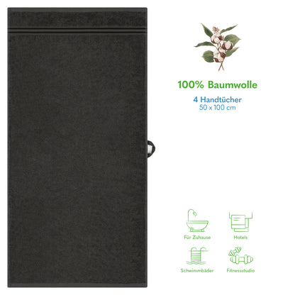 Hammetex Premium Handtücher 4er Set – 100% Baumwolle & Weich (50x100cm)