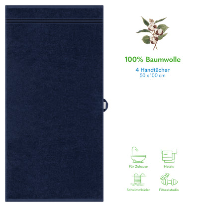 Hammetex Premium Handtücher 4er Set – 100% Baumwolle & Weich (50x100cm)
