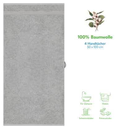 Hammetex Premium Handtücher 4er Set – 100% Baumwolle & Weich (50x100cm)