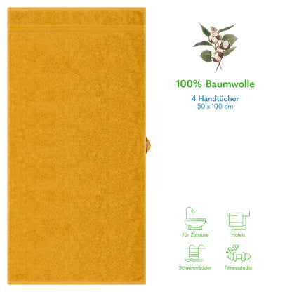 Hammetex Premium Handtücher 4er Set – 100% Baumwolle & Weich (50x100cm)