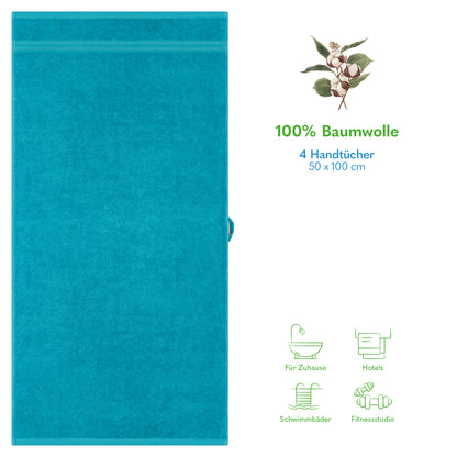 Hammetex Premium Handtücher 4er Set – 100% Baumwolle & Weich (50x100cm)