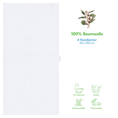 Hammetex Premium Handtücher 4er Set – 100% Baumwolle & Weich (50x100cm)