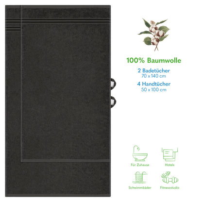Hammetex Luxus Handtuch Set 6-teilig – 100% Baumwolle & Saugstark