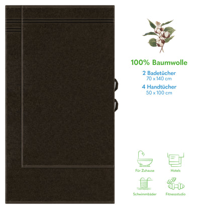 Hammetex Luxus Handtuch Set 6-teilig – 100% Baumwolle & Saugstark