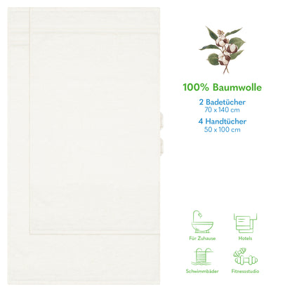 Hammetex Luxus Handtuch Set 6-teilig – 100% Baumwolle & Saugstark