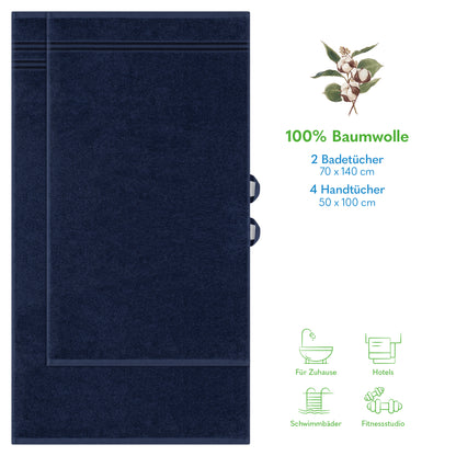 Hammetex Luxus Handtuch Set 6-teilig – 100% Baumwolle & Saugstark