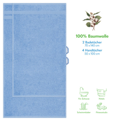 Hammetex Luxus Handtuch Set 6-teilig – 100% Baumwolle & Saugstark