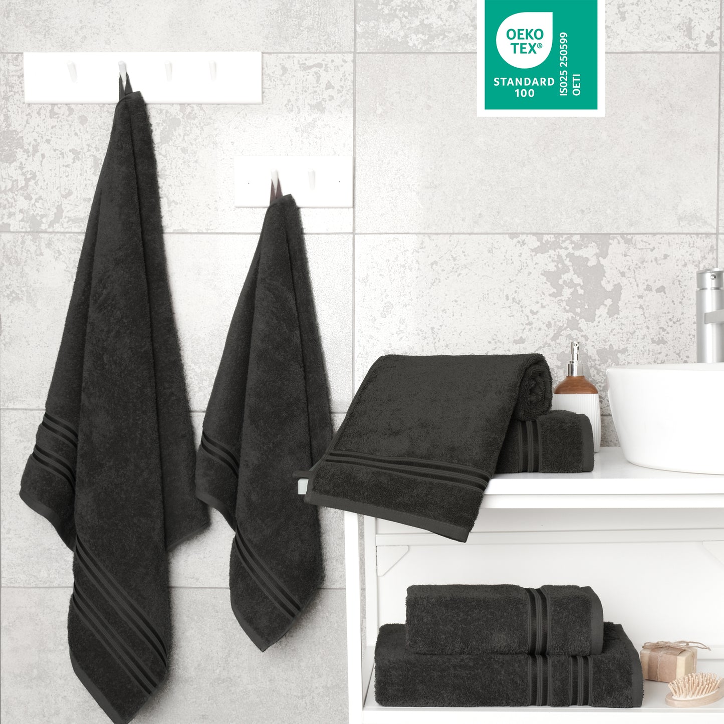 Hammetex Luxus Handtuch Set 6-teilig – 100% Baumwolle & Saugstark