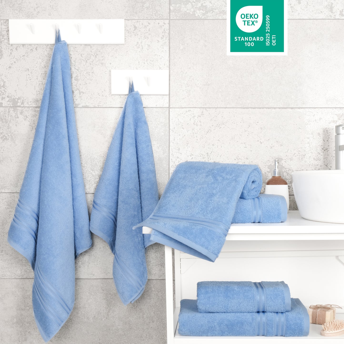 Hammetex Luxus Handtuch Set 6-teilig – 100% Baumwolle & Saugstark