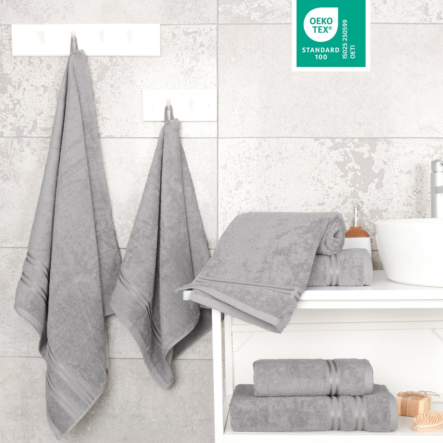 Hammetex Luxus Handtuch Set 6-teilig – 100% Baumwolle & Saugstark