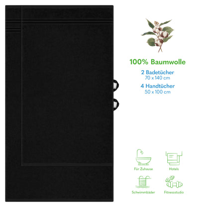 Hammetex Luxus Handtuch Set 6-teilig – 100% Baumwolle & Saugstark