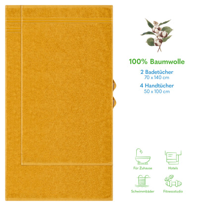 Hammetex Luxus Handtuch Set 6-teilig – 100% Baumwolle & Saugstark