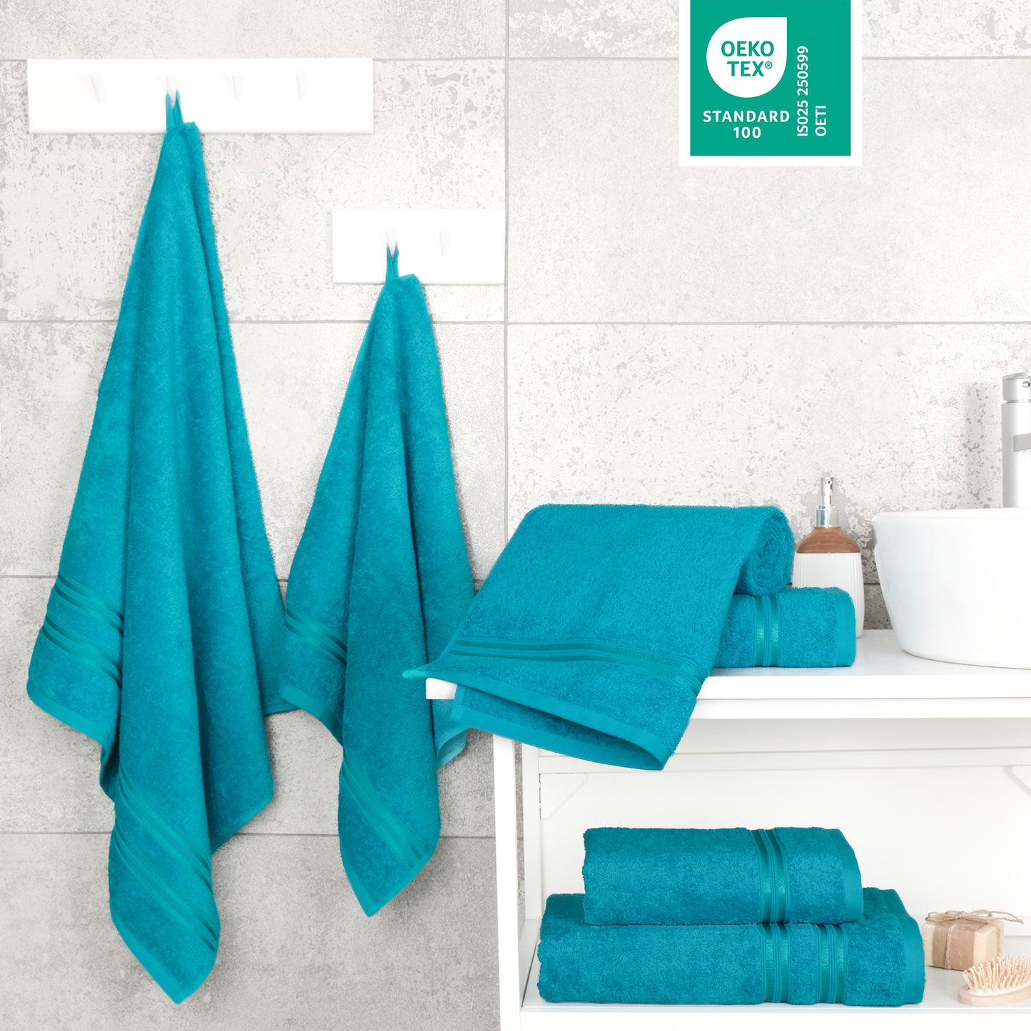 Hammetex Luxus Handtuch Set 6-teilig – 100% Baumwolle & Saugstark