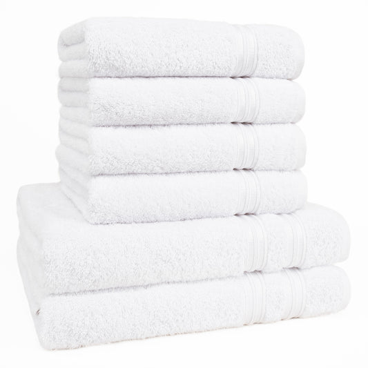 Hammetex 6 teiliges Handtuch Set, 100% Baumwolle Weich Saugstark Qualität Handtücher Set, 2 Badetücher 70x140 cm, 4 Handtücher 50x100 cm - Weiß -1